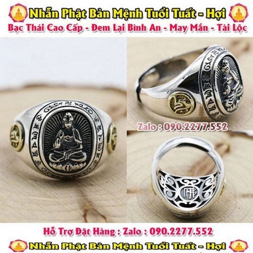 Nhẫn Phong Thuỷ - Nhẫn Phật Bản Mệnh Bạc Thái